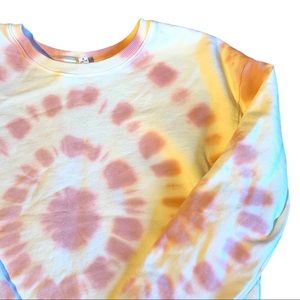 Time and Tru Pink Tie Dye Crew Neck Sweater